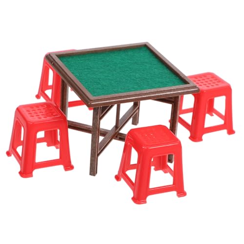 HEALSOPTHY 1 Satz Puppenhaus-Mahjong-Tisch Bausätze Miniaturen Bausatz Häuser Gefälscht Van Künstlich Miniaturstühle Mini-stühle Miniatur-holzstühle Puppenhauszubehör Abs von HEALSOPTHY