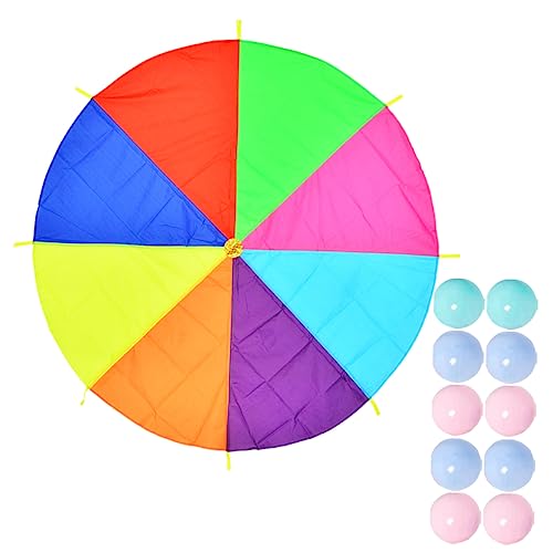 HEALSOPTHY 1 Satz Rainbow Parachute Toy für Schwungtuch für Outdoor Spiele Sensorisches Training und bei Geburtstagsfeiern und Zufällige Farbe Zufällige Farbe von HEALSOPTHY