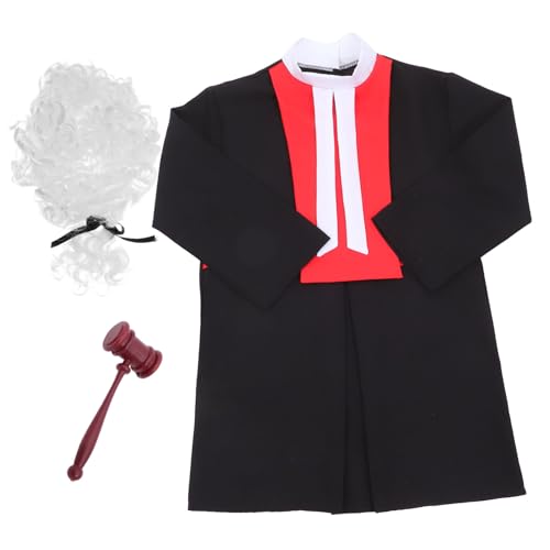 HEALSOPTHY 1 Satz Richterkostüm Richterhammer Perückenrichter Richter Perücken Richterzubehör Richter Kostüm Männlich jung Hammer-Stütze Richterin für Babykostüme Richter-Outfit Plastik von HEALSOPTHY