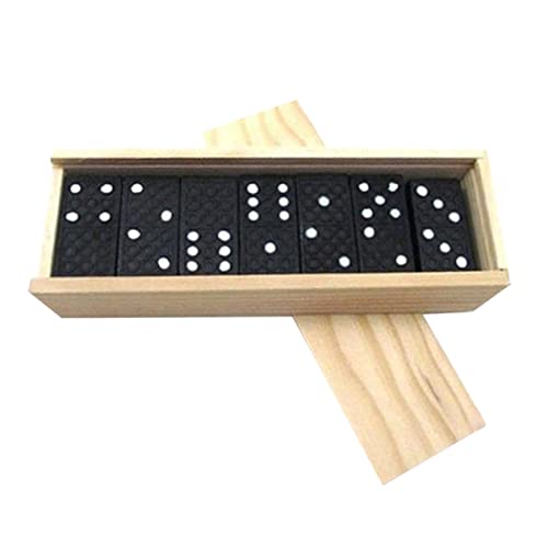 HEALSOPTHY 1 Satz Schwarzes Holz Domino Set mit Hochwertige Leichte Dominosteine Eleganter Holzbox für Familien und Gesellschaftsspiele für Erwachsene von HEALSOPTHY