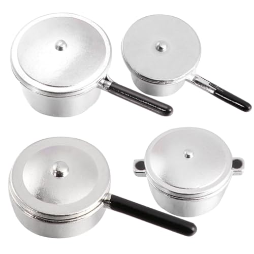 HEALSOPTHY 1 Satz Silbertopf 4 -Stück -Set Mini-Verzierung Mini-Küchengeschirr Mini-Kochutensilien Silver HEALSOPTHY 1 Satz Silbertopf 4 -Stück -Set Mini-Verzierung Mini-Küchengeschirr Mini-Kochutensilien Silver von HEALSOPTHY