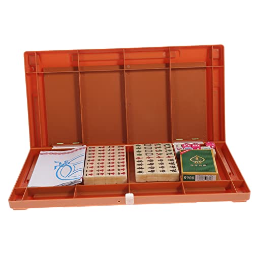 HEALSOPTHY 1 Satz Tragbares Mahjong Set für Reisen Kompaktes Brettspiel mit Eingravierten und Aufbewahrungsbox für Partys und Familienunterhaltung Leicht und Handlich von HEALSOPTHY