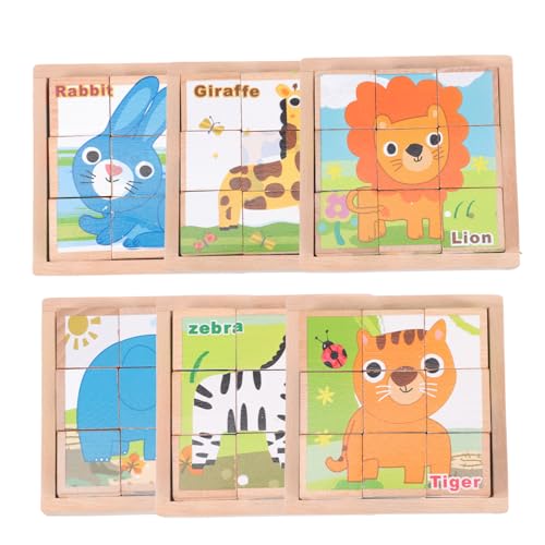 HEALSOPTHY 1 Satz sechsseitige Malbausteine Puzzle rätselbuch für geldgeschenke Ostern 0stergeschenke Puzzle für tierpuzzle Holzrätsel Bildungsrätsel lustiger Puzzleblock von HEALSOPTHY