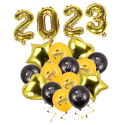 HEALSOPTHY 1 Set Abschlussballon Heliumballons Abschluss Klassenzimmer Ornamente Gold Abschlussparty Zubehör Gänseblümchen Luftballons Schwarze Dekorationen Für Partys Aluminiumfolie von HEALSOPTHY
