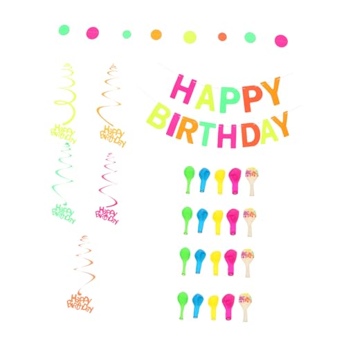 HEALSOPTHY 1 Set Ballon Dekorationsset Leuchtparty Geburtstagsballons Partyzubehör Neon Partydekorationen Neon Partygeschenke Geburtstagsdekorationsset Neon Geburtstagsparty von HEALSOPTHY