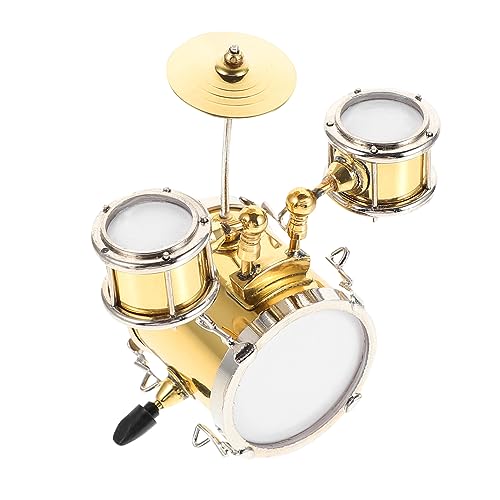 HEALSOPTHY 1 Set Jazz Trommel Modell Heim Miniatur Puppenhaus Ornament DIY Trommel Modell Versorgung Zartes Trommel Modell Puppenhaus Schlagzeug Kindergeschenk Goldenes Metall von HEALSOPTHY
