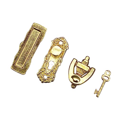 HEALSOPTHY 1 Set Mini Pull Ring Decor Tür Pull Ring Modell Dekoration Goldene Metall Miniatur Türschloss von HEALSOPTHY