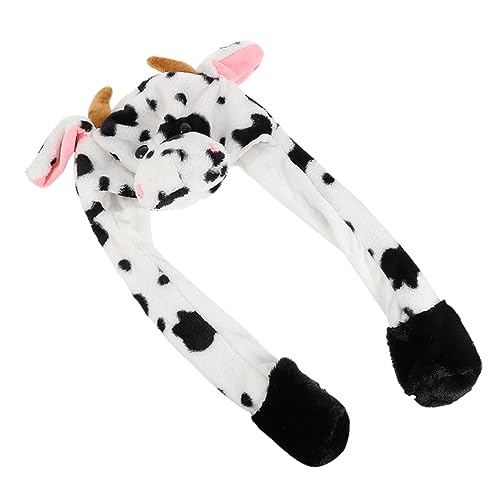 HEALSOPTHY 1 Stück Kuh Plüschhut mit Beweglichen Ohren Niedlicher Cartoon Tierhut für Erwachsene für Kostümpartys und Fotoshootings aus Kurzem Plüschmaterial Gefertigt von HEALSOPTHY