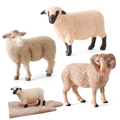 HEALSOPTHY 1 Stück Schaf-Ornament Geformt Kleinkinder Realistisch Desktop Kleines Tierspielzeug Lamm Lebensecht Schaf-Modell Kreative Schafverzierung Beige von HEALSOPTHY