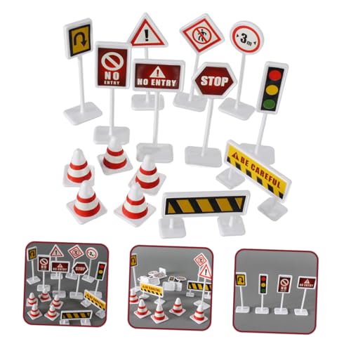 HEALSOPTHY 10 Sätze Teiliges Miniatur Verkehrsschilder für Bunte Straßenwarnzeichen Leichte Langlebige Straßensperren Fördert Verkehrssicherheit und Gemeinsames von HEALSOPTHY