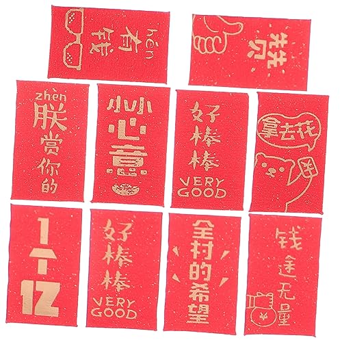 HEALSOPTHY 10 Stück Geld Puppe Bausätze Miniatur Dekoration Schlafzimmer Bedroom Decoration baddekorationen badezimmerdekorationen rote Papierpäckchen Mini Figurenzubehör im Maßstab 1:12 von HEALSOPTHY