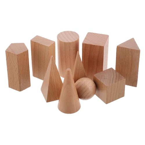 HEALSOPTHY 10 Stück Geometrisches Modell Blöcke Mit Fester Geometrie Holzklötze Geometrie Bausteine Geometrie Form Musterblöcke Aus Holz Holzgeometrieformen Hölzern Beige von HEALSOPTHY
