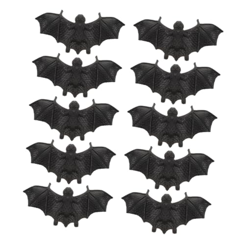 HEALSOPTHY 10 Stück Halloween-Dekorationen Fledermausfigur Halloween-bastelbedarf Mini-Halloween-Figuren Miniatur-Halloween-fledermäuse Halloween-Handwerk Aus Gummi Plastik Black von HEALSOPTHY