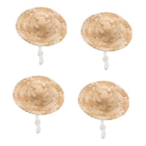 HEALSOPTHY 10 Stück Mini Strohhüte mit Kinnriemen Handgewebte Puppenhüte Stilvolle Sombreros für DIY Puppenhaus Dekoration Sommerliche Accessoires für Puppen von HEALSOPTHY