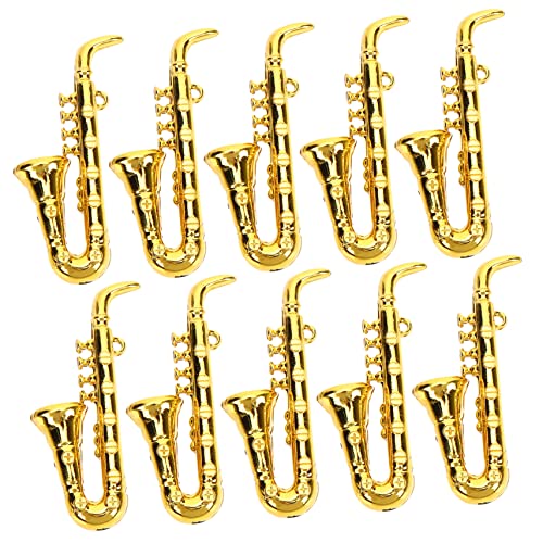 HEALSOPTHY 10 Stück Musikinstrumentenmodell Winzig Musical Miniatur Saxophon Plastik Golden von HEALSOPTHY