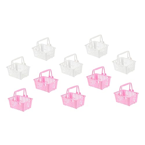 HEALSOPTHY 10 Stück Puppen-Einkaufskorb dekorativ Miniatur gefälscht einkaufskorb kindereinkaufskorb einkaufskorb mini verschleißfester Minikorb Kinderversorgung Plastik von HEALSOPTHY