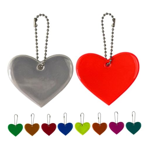 HEALSOPTHY 10 Stück Reflektierender Schlüsselanhänger In Herzform Taschenanhänger Rucksackanhänger Für Mädchen Geldbörsenanhänger Reflektierender Anhänger Sicherheitsreflektoranhänger von HEALSOPTHY