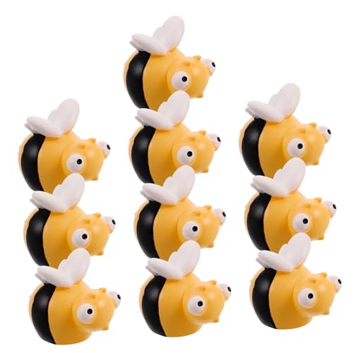 HEALSOPTHY 10 Stück Teiliges Mini Bienenskulpturen aus Handbemaltem Resin Detailreiche Kleine Bienenfiguren für DIY Basteln Moosgarten Dekoration Feengarten Puppenhaus und Kuchenverzierung von HEALSOPTHY