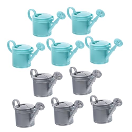 HEALSOPTHY 10 Stück Teiliges Mini Gießkannen aus Kunststoff Handliche Leichte Wasserkannen für Pflanzenbewässerung und Dekoration Kompakt für Garten und Innenräume Dunkelgrau und Pfauenblau von HEALSOPTHY