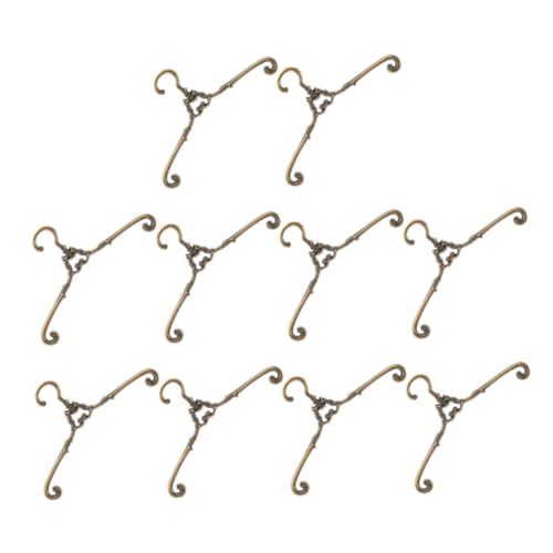 HEALSOPTHY 10 Stück Teiliges Miniatur Kleiderbügel aus Metall Vintage Stil Puppenkleiderbügel für Puppenschrank und Miniatur Puppenhaus Zubehör zur Ordentlichen Aufbewahrung von von HEALSOPTHY