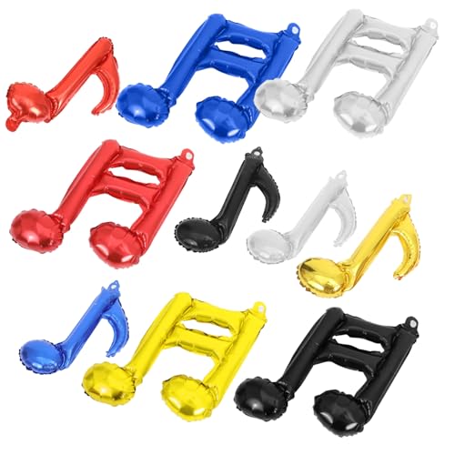 HEALSOPTHY 10 Stück Teiliges Musiknoten Folienballon Aluminiumfolie Langlebig Wiederverwendbar Partydeko für Musikthemen Geburtstagsfeier Konzert in Gold Silber Rot Schwarz Dunkelblau von HEALSOPTHY