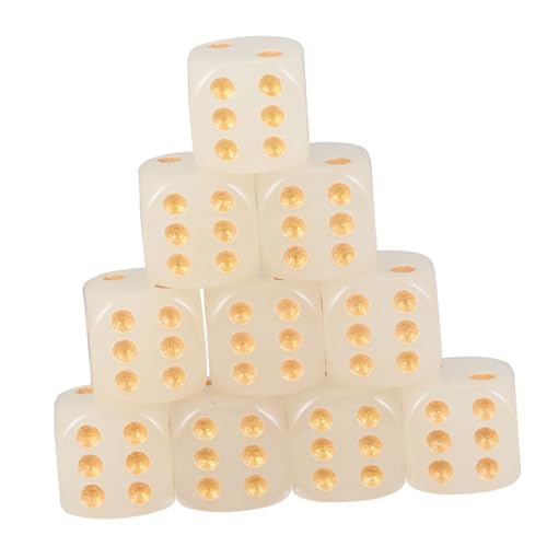 HEALSOPTHY 10 Stück Teiliges Noctilucent Würfel mit Runden Ecken Leuchtende Goldene Punkte Langlebig Stilvolle Bar Spielwürfel für Party und Würfelspiele von HEALSOPTHY