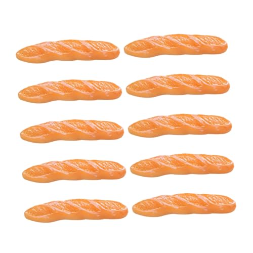 HEALSOPTHY 10 Stück Teiliges Realistisch Aussehende Baguette Attrappe aus Resin für Kuchenladen Deko Puppenhaus Miniatur Zubehör Lebensechte Fake Brot Ornamente zur Raumgestaltung von HEALSOPTHY