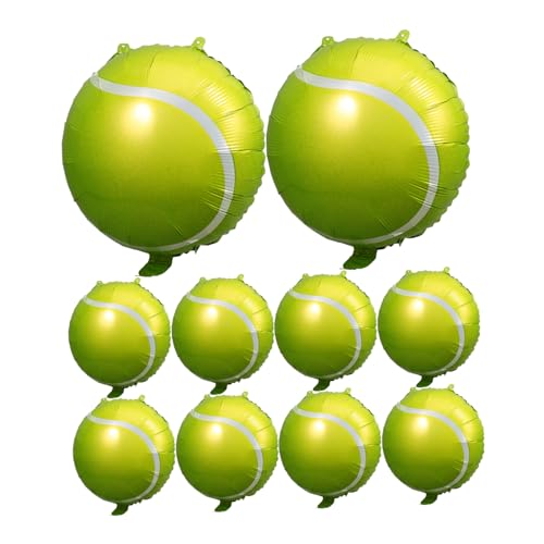HEALSOPTHY 10 Stück Teiliges Tennisball Luftballons aus Aluminiumfolie Aufblasbar Sportliches Partyzubehör für Tennis Motto Geburtstag Vielseitige Dekoration für Erwachsene von HEALSOPTHY