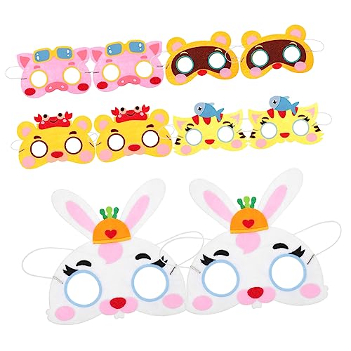 HEALSOPTHY 10 Stück Teiliges Tiermasken aus Atmungsaktivem Filz Niedliche DIY Kartoonmasken für Kindergeburtstag Halloween und Kostümparty Hautfreundlich und Detailreich Gestaltet von HEALSOPTHY