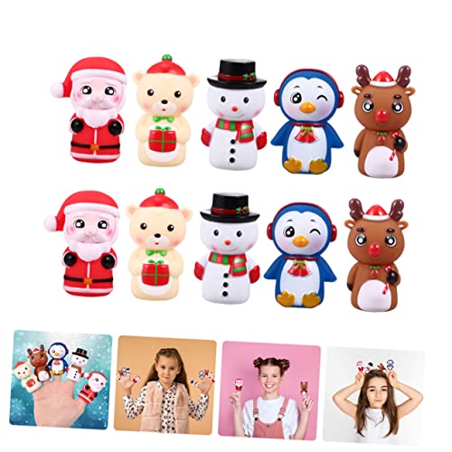 HEALSOPTHY 10 Stück Teiliges Weihnachts Fingerpuppen aus Weichem PVC Interaktives Eltern Junge Mädchen für Kreative Kommunikation als Partygeschenk und Weihnachts Mitgebsel von HEALSOPTHY
