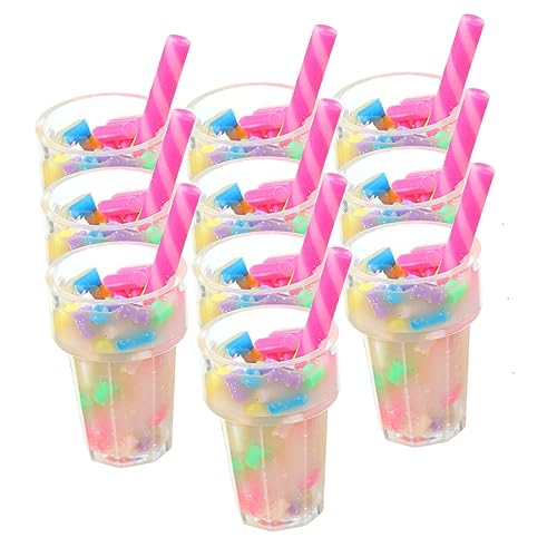 HEALSOPTHY 10 Stücke Miniatur Trinken Modell Mini Harz Simulierte Kleine Milch Tee Miniatur von HEALSOPTHY