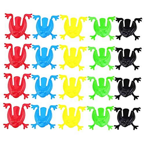 HEALSOPTHY 100 Stück Springfroschspielzeug Kunststoff Frosch Spielzeuge Realistische Hüpfende Frösche für Partyspielzeug für Drinnen und Draußen Finger Drücken für Spaß von HEALSOPTHY