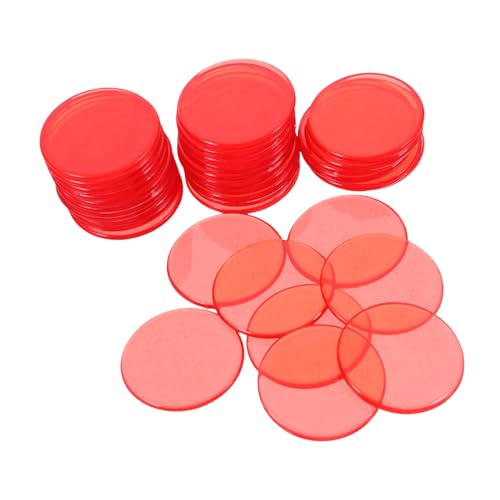 HEALSOPTHY 100 Stück Teiliges Transparente Bingo Chips in Rot Vielseitige und Spielsteine für Bingo Spiele Frühe Mathematikbildung und Lernaktivitäten Geeignet für Erwachsene von HEALSOPTHY
