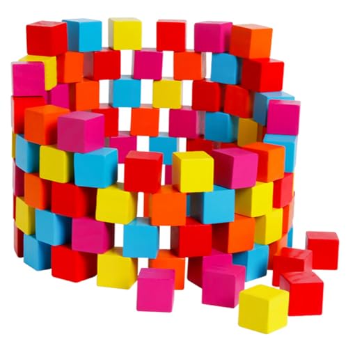 HEALSOPTHY 100 Stück Würfelblöcke holzspielzeug bausteine Educational Toys bausteine für Holzklötze für Kind holzklötze bunter Holzbausteine Papier Colorful von HEALSOPTHY
