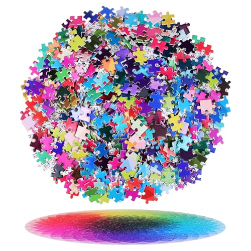 HEALSOPTHY 1000 Stück Farbverlauf Farbwechsel Puzzle für Erwachsene Rundes Regenbogen Legespiel mit Klarer Druckqualität Präziser Papierverarbeitung Langlebig und Dekorativ Kreatives von HEALSOPTHY