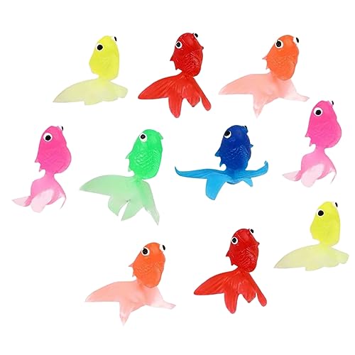 HEALSOPTHY Künstlicher Schwimmender Goldfisch 10 Stücke für Aquarium Dekoration Realistische Simulation aus Umweltfreundlichem TPR 6.5cm für Tropische Fischbecken und Spielzeug von HEALSOPTHY