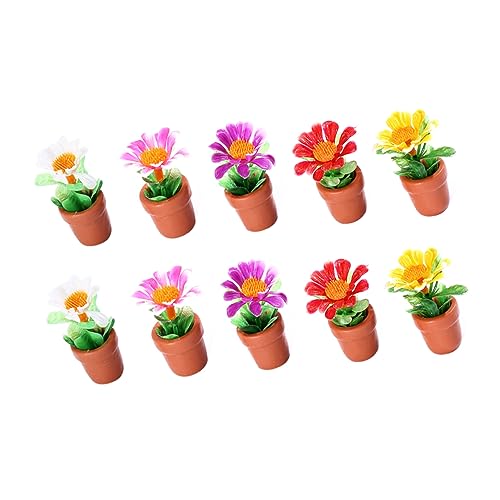 HEALSOPTHY 10Stücke Topfblumenmodelle Künstliche Pflanzen für Mini Landschaften Farbiges Deko für Puppenstuben und Terrarien Große Harz Pflanzen Dekoration von HEALSOPTHY