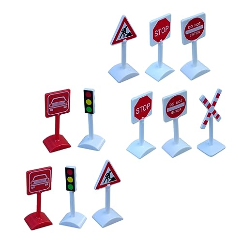 HEALSOPTHY 11 Stück Verkehrszeichen-Ornamente Kind Miniatur Straße Simulations-verkehrszeichenmodell Verkehrsschild Selber Machen Verkehrsanzeige Mini-anzeige Plastik von HEALSOPTHY