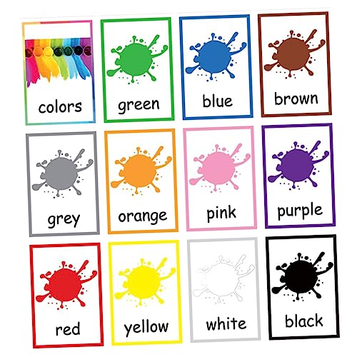 HEALSOPTHY 12 Blatt Lernkarten für Englische Farben wasserdichte Wortkarten für Kreative Spielkarten Konzentration und Gedächtnisfähigkeiten für Jungen von HEALSOPTHY