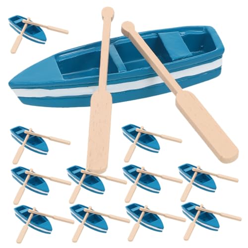 HEALSOPTHY 12 Sätze Miniatur Kanu Modell mit Holz-ruderern Mini Ruderboot Dekoration für Feengarten DIY Bastelprojekte Bonsai vielseitige Boot Deko für Zuhause von HEALSOPTHY