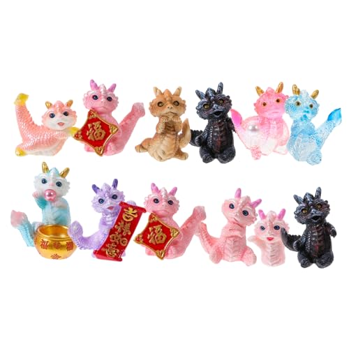 HEALSOPTHY 12 Stück Dein Mini-Drachen- Jahr des Drachendekors Spielzeugdrache Wie Animal Figures Chinese Zodiac Easter Decoration spielzeuge Dekoration Drachen aus Harz Kleiner Drache von HEALSOPTHY