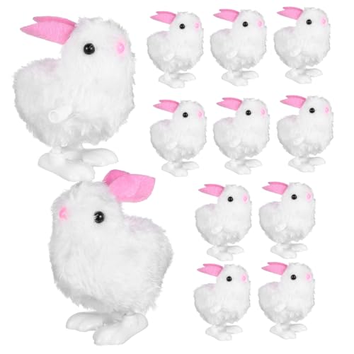 HEALSOPTHY 12 Stück Plüschtier shöne bescherung für hühner Fun Toy plüschhase Springender Hase Hüpfspielzeug zum Aufziehen Kaninchen Ostern Kaninchenfigur Plastik von HEALSOPTHY