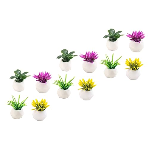 HEALSOPTHY 12 Stück Simulierte saftige kleine Topfpflanze Puppenhaus Topfblumen Pflanzen Minizaun für kunstpflanze kunstplflanze Miniatur-Dekorationen Tafelaufsätze für das Esszimmer Harz von HEALSOPTHY