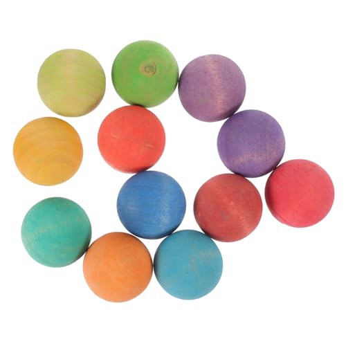 HEALSOPTHY 12 Stück Teiliges Bunte Holzspielzeug Kugeln Montessori Lernspielzeug für Logisches Denken Hand-Auge-koordination Sensorisches Lernspielzeug von HEALSOPTHY
