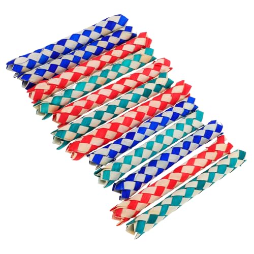 HEALSOPTHY 12 Stück Teiliges Chinesische Bambus Fingerfallen Robustes DIY Fingertrap für Partygeschenke Buntes Kau und Kauspielzeug für Haustier Vogelkäfig Geeignet von HEALSOPTHY