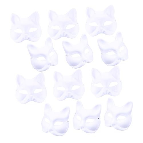 HEALSOPTHY 12 Stück Teiliges DIY Papiermasken mit Fuchs und Katzenmasken Leichte Unbemalte Pulp Masken zum Bemalen Kreative Tier Masken für Karneval Kostüm und Partyveranstaltungen von HEALSOPTHY