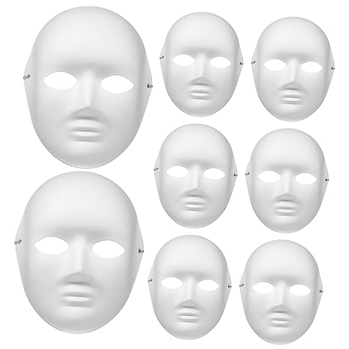 HEALSOPTHY 12 Stück Teiliges DIY Weiße Papierpulp Masken für Damen Atmungsaktive Vollgesichtsmasken zum Bemalen Umweltfreundlich Elastischer Riemen für Halloween Kostümparty Hip Hop Tanz und von HEALSOPTHY