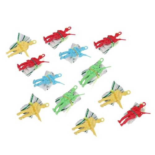 HEALSOPTHY 12 Stück Teiliges Fallschirm Soldaten Handwerfbare Outdoor Flugspielzeuge für Langlebige Fallschirmspringer mit Langsamem Sinkflug Fördert Geschicklichkeit und Kreativität von HEALSOPTHY