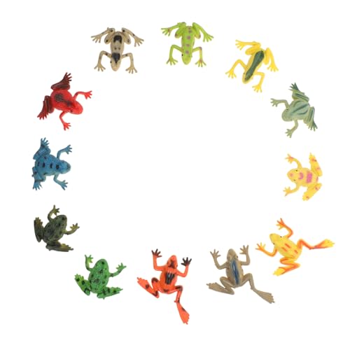 HEALSOPTHY 12 Stück Teiliges Frosch und Krötenmodell aus Kunststoff Realistische Simulation Detailreiche Tierfiguren für DIY Dekoration Aquarium Garten Teich Zubehör von HEALSOPTHY