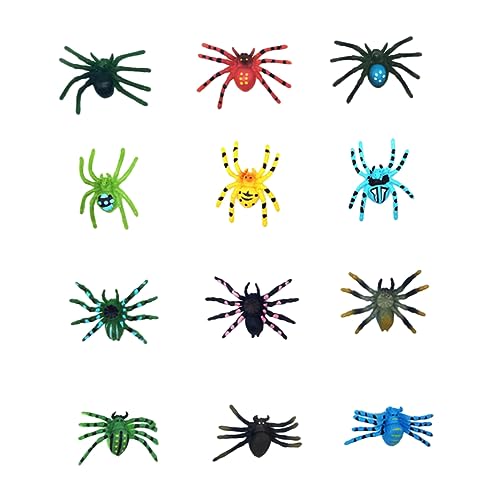 HEALSOPTHY 12 Stück Teiliges Halloween Spinnen Realistische Dekoration Gruselige Trickspielzeuge für Party DIY Szene Deko Halloween Atmosphäre für Zuhause und Freunde von HEALSOPTHY